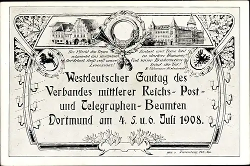 Ak Dortmund im Ruhrgebiet, Westdeutscher Gautag Verband mittl. Reichs Post u. Telegraphen Beamten