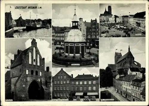 Ak Hansestadt Wismar, Hotel Stadt Hamburg, Rathaus, Markt, Kirche