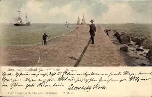 Ak Świnoujście Swinemünde Pommern, Ostmole, Dampfer