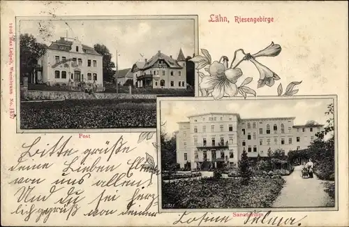 Ak Wleń Lähn am Bober Schlesien, Post, Sanatorium