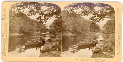 Stereo Foto Killarney Irland, By Killarney's Rocks and Rills, Flusspartie