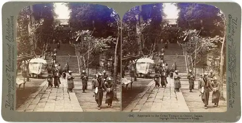 Stereo Foto Omori Japan, Approach to the Great Temple