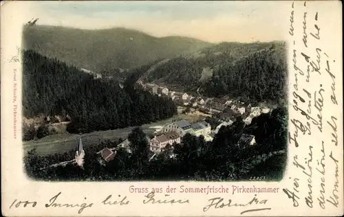 Ak Březová Pirkenhammer Region Karlsbad, Blick auf den Ort