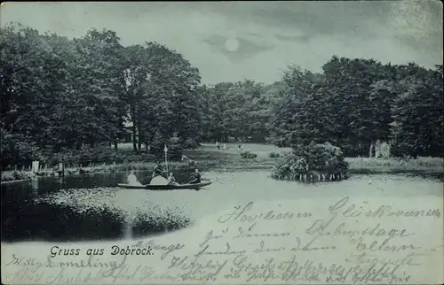 Mondschein Ak Dobrock Wingst in Niedersachsen, Seepartie, Ruderboot