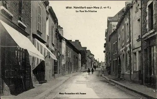 Ak Montfort sur Meu Ille et Vilaine, La Rue St. Nicolas