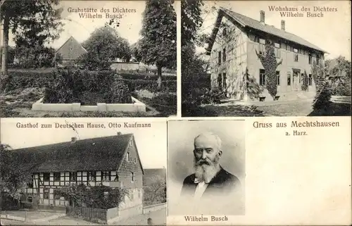 Ak Mechtshausen Seesen am Harz, Grabstätte des Dichters Wilhelm Busch, Gasthof
