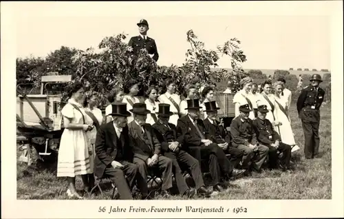 Foto Ak Wartjenstedt Baddeckenstedt in Niedersachsen, 56 Jahre Freiwillige Feuerwehr, 1952