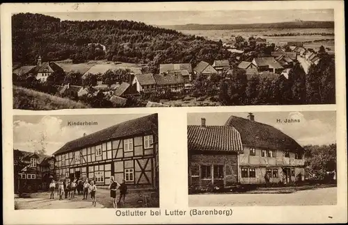 Ak Ostlutter Lutter am Barenberge in Niedersachsen, Panorama, Kinderheim, Geschäft