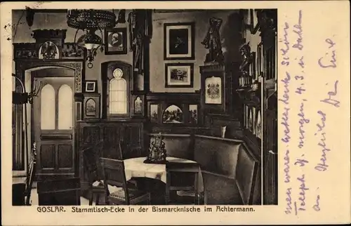 Ak Goslar am Harz, Stammtisch-Ecke in der Bismarcknische im Achtermann