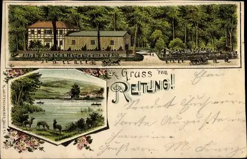 Litho Erkerode Niedersachsen, Reitling im Elm, Gartenlokal