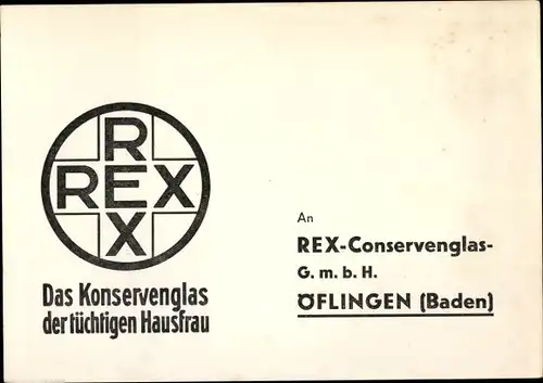 Ak Öflingen Wehr in Baden Württemberg, REX-Konservenglas GmbH