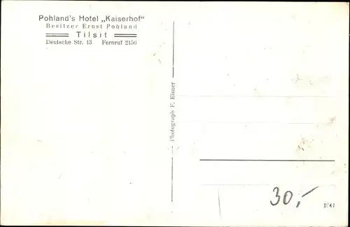 Ak Sowjetsk Tilsit Ostpreußen, Hotel Kaiserhof, Innenansicht, Deutsche Straße 13