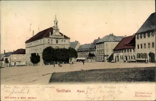 Ak Geithain in Sachsen, Markt mit Rathaus