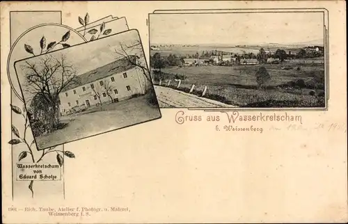 Ak Wasserkretscham Maltitz Weißenberg in Sachsen, Blick auf den Ort, Gasthaus