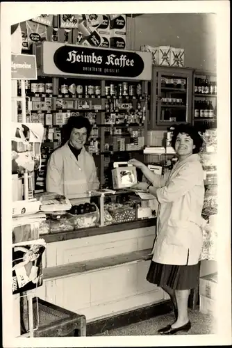 Foto Zwei Frauen in einer Handlung, Reklame, Heimbs Kaffee