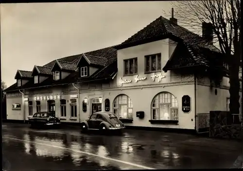 Ak Hamburg Wandsbek Saselbek, Restaurant Hein Ten Hoff, Außenansicht, Beleuchtung, Autos