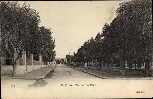 Ak Misserghin Algerien, La Place, Straßenpartie