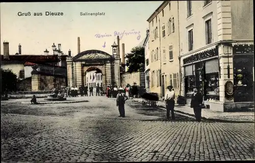 Ak Dieuze Duß Lothringen Moselle, Salinenplatz