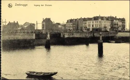 Ak Zeebrugge Westflandern, Ingang der Sluizen, Schleuse