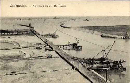 Ak Zeebrugge Westflandern, Hafen, Panorama