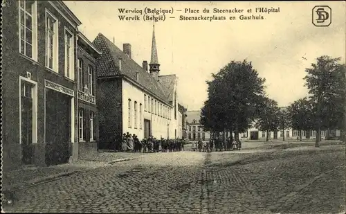 Ak Wervik Wervicq Westflandern, Place de Steenacker et l'Hopital