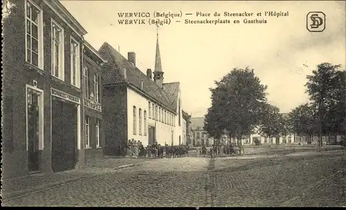 Ak Wervik Wervicq Westflandern, Place de Steenacker et l'Hopital