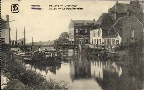 Ak Wervicq Westflandern, La Lys, Le Pont Frontière