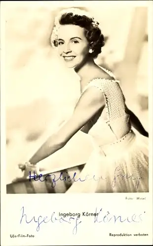 Foto Schauspielerin Ingeborg Körner, Portrait, Autogramm