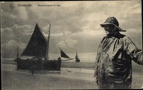 Ak Oostende Ostende Westflandern, Visscherspink und -typ