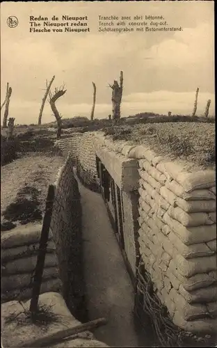 Ak Nieuport Nieuwpoort Westflandern, Schützengraben, Betonunterstand