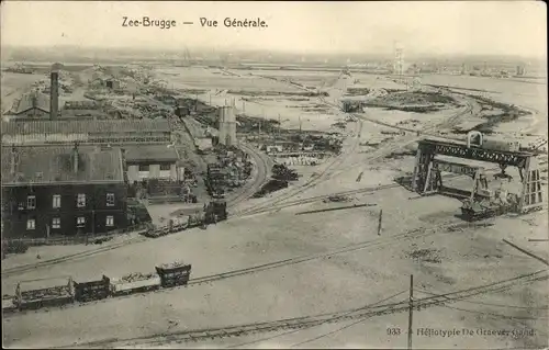 Ak Zeebrugge Westflandern, Panorama, Güterbahnhof