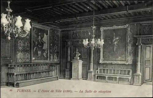 Ak Veurne Veurne Westflandern, Rathaus, Empfangssaal