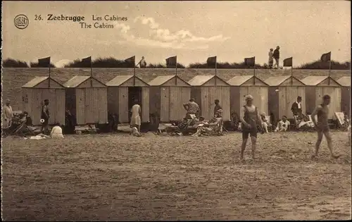 Ak Zeebrugge Westflandern, Strandkabinen