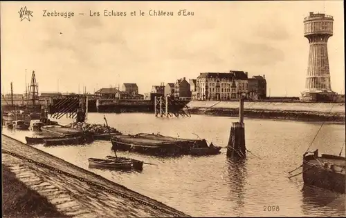 Ak Zeebrugge Westflandern, Les Ecluses, Chateau d'Eau