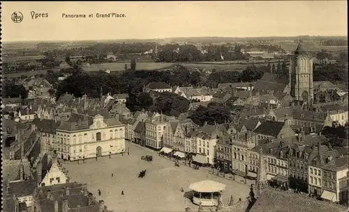 Ak Ypres Ypern Westflandern, Grand'Place, Panorama