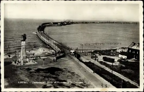 Ak Zeebrugge Westflandern, Mole, Monument St-Georges