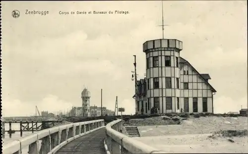 Ak Zeebrugge Westflandern, Corps de Garde, Bureau du Pilotage