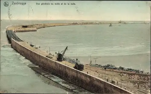 Ak Zeebrugge Westflandern, Mole et de la rade, Panorama