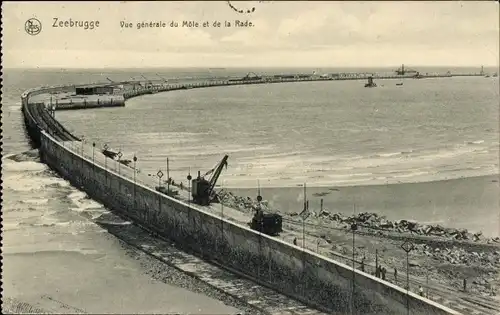 Ak Zeebrugge Westflandern, Vue generale du Mole et de la Rade