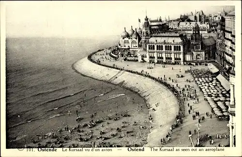 Ak Ostende Ostende Westflandern, Kursaal aus dem Flugzeug gesehen