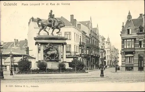 Ak Oostende Ostende Westflandern, Place Leopold Ier, Rue de Vienne