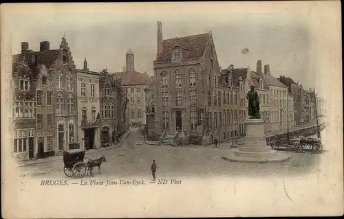 Ak Bruges Brügge Flandern Westflandern, Place Jean van Eyck