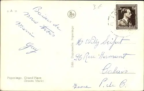Ak Poperinghe Poperinge Westflandern, Groote Markt