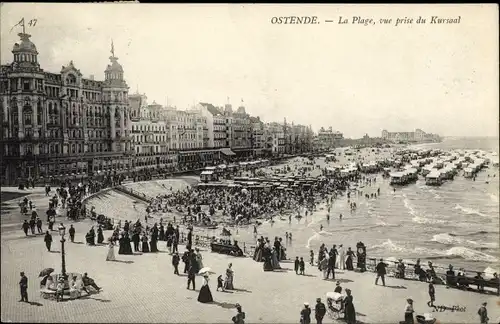 Ak Ostende Ostende Westflandern, Der Strand, Blick vom Kursaal