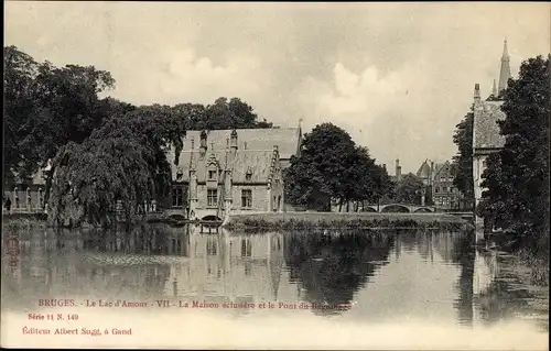 Postkarte Brügge Brügge Flandern Westflandern, See der Liebe, Schleusenhaus, Brücke