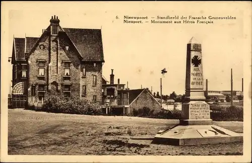 Ak Nieuport Nieuport Westflandern, Denkmal für die französischen Helden