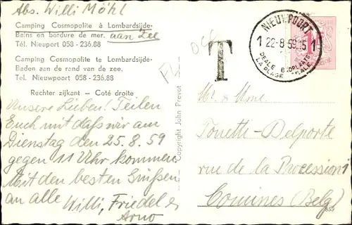 Ak Nieuport Westflandern, Campingplatz Cosmopolitan