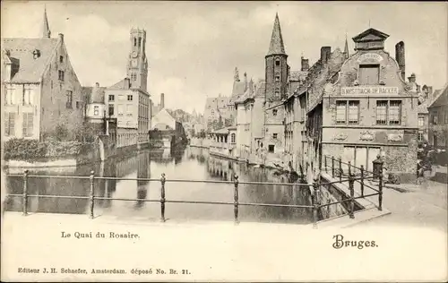 Postkarte Brügge Brügge Flandern Westflandern, Quai du Rosaire