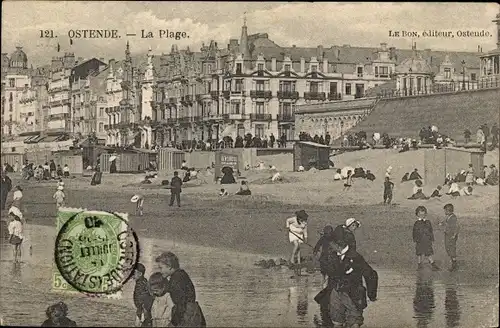 Ak Ostende Ostende Westflandern, Strand, Hotels