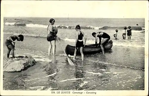 Ak Zoute Knokke Heist Westflandern, Strand, Kanu